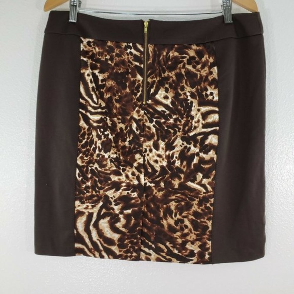 Nue Options Womens Skirt Size PXL Brown Animal Pri - Picture 7 of 9